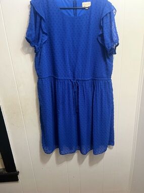 Seven7 Cobalt Blue Textured Dot Dress